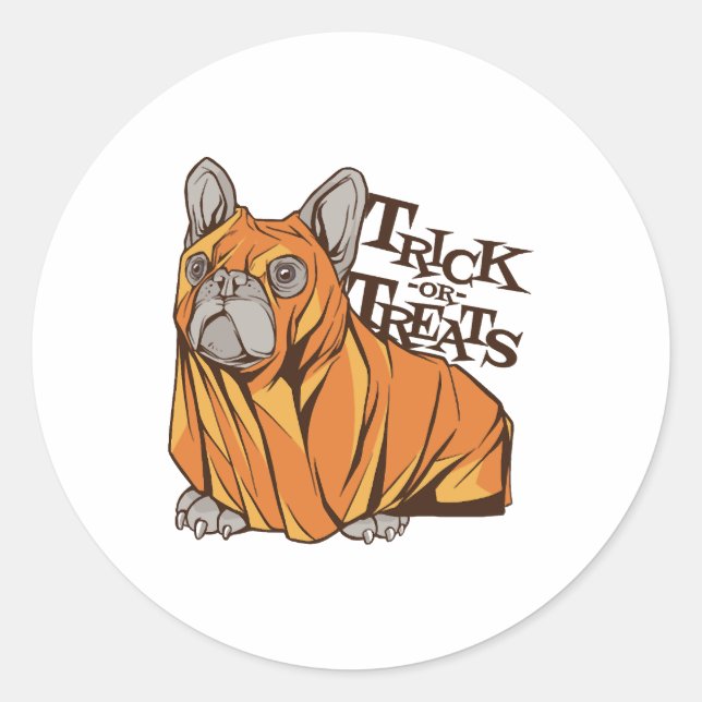 Halloween mops classic round sticker (Front)