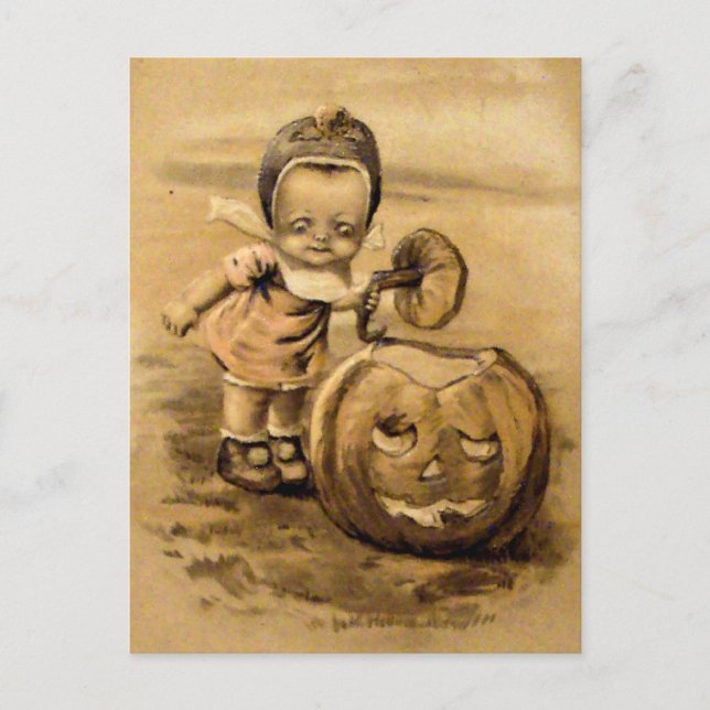 Halloween Morning (Vintage Halloween Card) Postcard (Front)