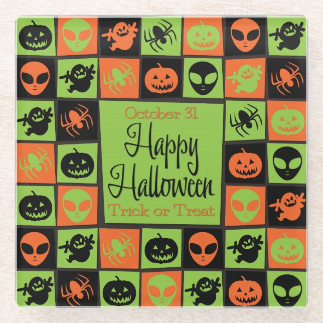 Halloween mosaic glass coaster (Front)