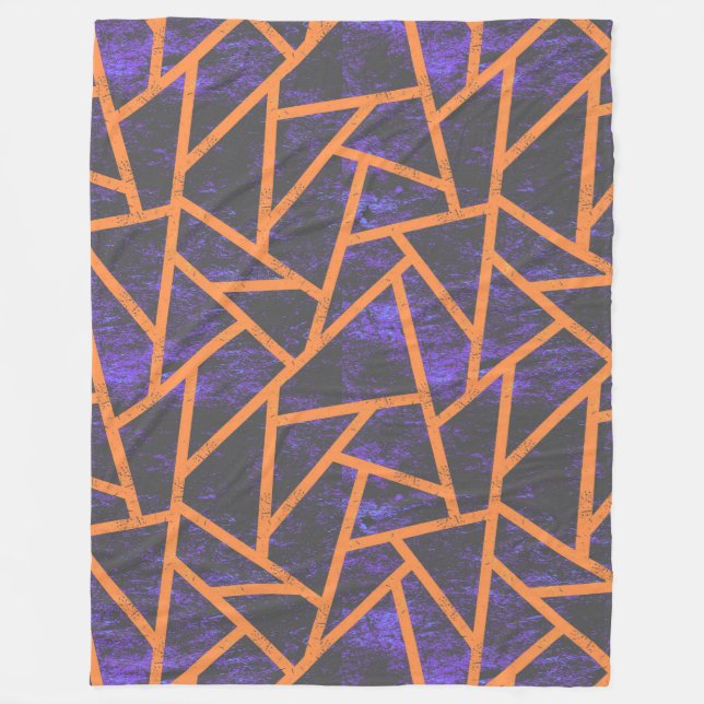 Halloween mosaic patttern fleece blanket (Front)