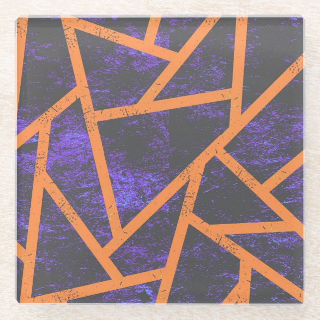 Halloween mosaic patttern glass coaster (Front)