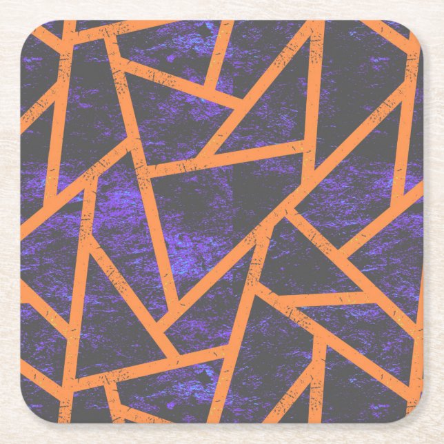 Halloween mosaic patttern square paper coaster (Front)