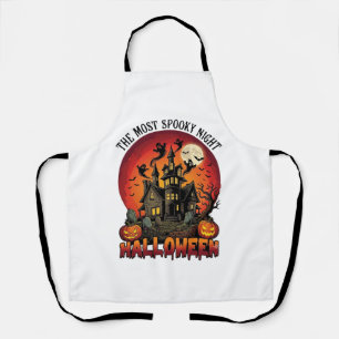 Halloween Most Spooky Night Haunted House Ghosts P Apron