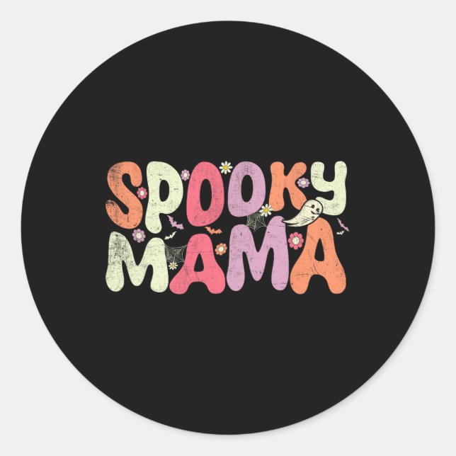 Halloween Mother Family Matching Spooky Mama Hallo Classic Round Sticker (Front)