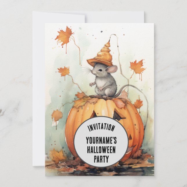 Halloween Mouse 5 Custom name Invitation (Front)