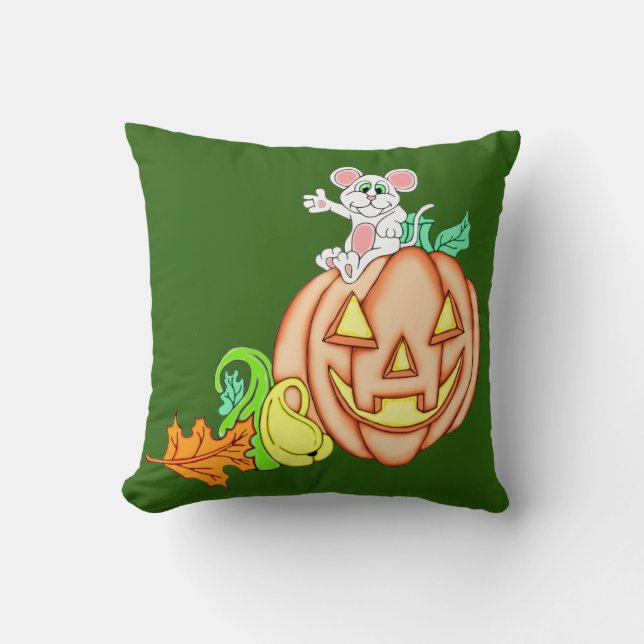 Halloween Mouse And Pumpkin Cushion (Front)