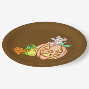 Halloween Mouse And Pumpkin Paper Plate