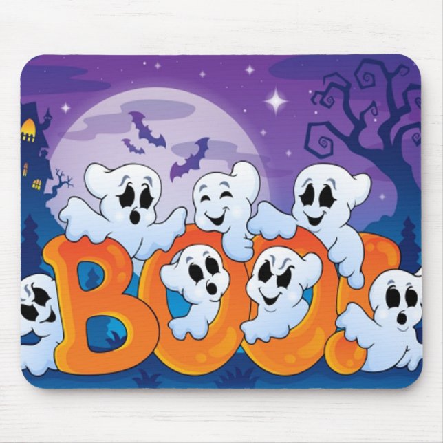 Halloween Mouse pad/Haunted Scene Pad (Front)
