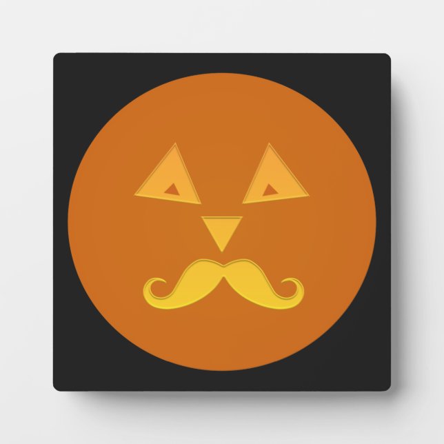 Halloween Moustache Pumpkin plaque (Front)