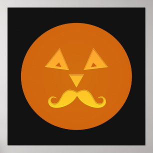 Halloween Moustache Pumpkin poster