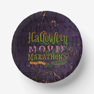 Halloween Movie Marathon In Progress Marquee  Paper Plate