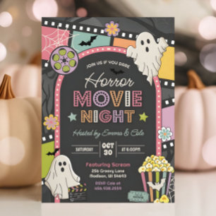 Halloween Movie Night Party Groovy Invitation