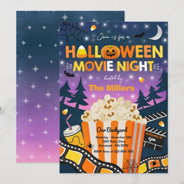 Halloween Movie Night Party Halloween Spooktacular Invitation (Front/Back)