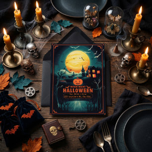 Halloween Movie Night Poster Holiday Card