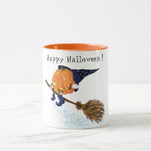 Halloween Mug Witch Pumpkin Flying Broom Fun