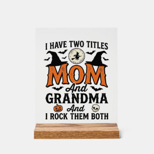 Halloween Mum Grandma Vintage Witch Shirt Design_1 Acrylic Sign