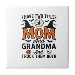Halloween Mum Grandma Vintage Witch Shirt Design_1 Ceramic Tile