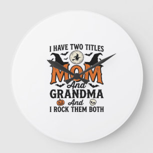 Halloween Mum Grandma Vintage Witch Shirt Design_1 Large Clock