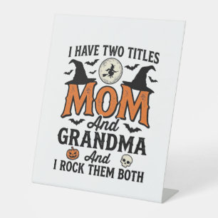 Halloween Mum Grandma Vintage Witch Shirt Design_1 Pedestal Sign