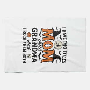 Halloween Mum Grandma Vintage Witch Shirt Design_1 Tea Towel