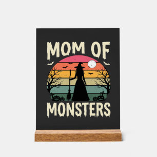 Halloween Mum Of Monsters Witch Sunset Acrylic Sign