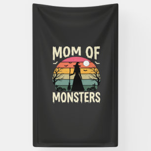 Halloween Mum Of Monsters Witch Sunset Banner