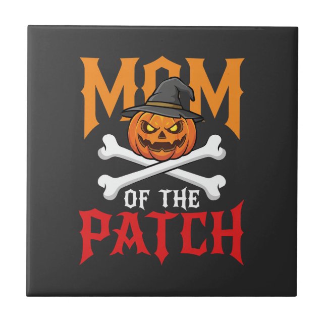 Halloween Mum of the Patch Pumpkin Witch Ceramic Tile (Front)