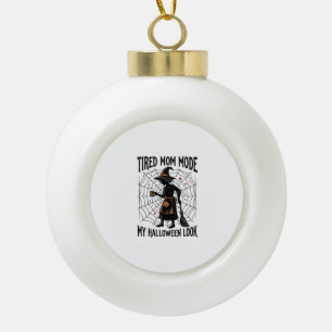 Halloween Mum Shirt Tired Costume Vintage Graphic_ Ceramic Ball Christmas Ornament