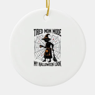 Halloween Mum Shirt Tired Costume Vintage Graphic_ Ceramic Ornament