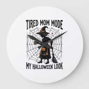 Halloween Mum Shirt Tired Costume Vintage Graphic_ Large Clock