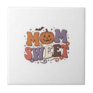 Halloween Mum Sweet Pumpkin Vintage Shirt Design_1 Ceramic Tile