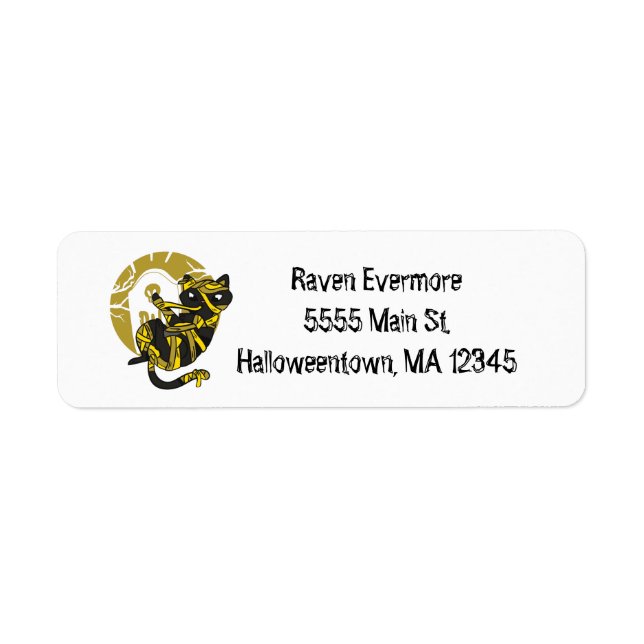 Halloween Mummy Cat Return Address Label (Front)