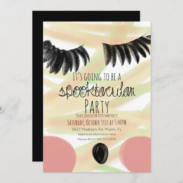 Halloween Mummy Costume Party Doodle Invitation (Front/Back)
