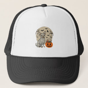 Halloween Mummy Dog and Pumpkin Candy Trucker Hat