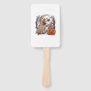 Halloween Mummy French Bulldog Pumpkin Candy Witch Hand Fan