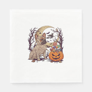 Halloween Mummy French Bulldog Pumpkin Candy Witch Napkin