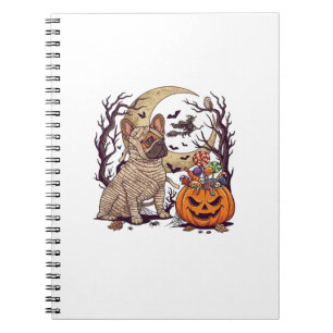 Halloween Mummy French Bulldog Pumpkin Candy Witch Notebook