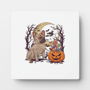 Halloween Mummy French Bulldog Pumpkin Candy Witch Plaque