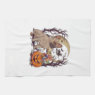Halloween Mummy French Bulldog Pumpkin Candy Witch Tea Towel