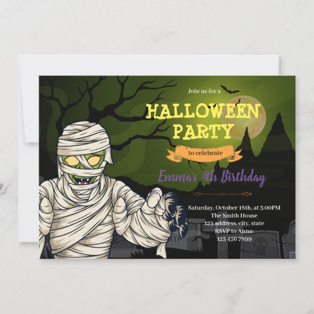 Halloween mummy invitation (Front)
