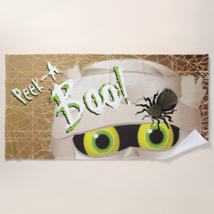 Halloween Mummy Monster Peek A Boo Beach Towel