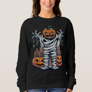 Halloween Mummy Pumpkin Spooky Scary Fall Season Sweatshirt