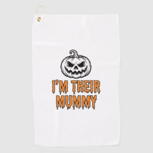 Halloween Mummy Pumpkin Vintage Engraving Shirt De Golf Towel