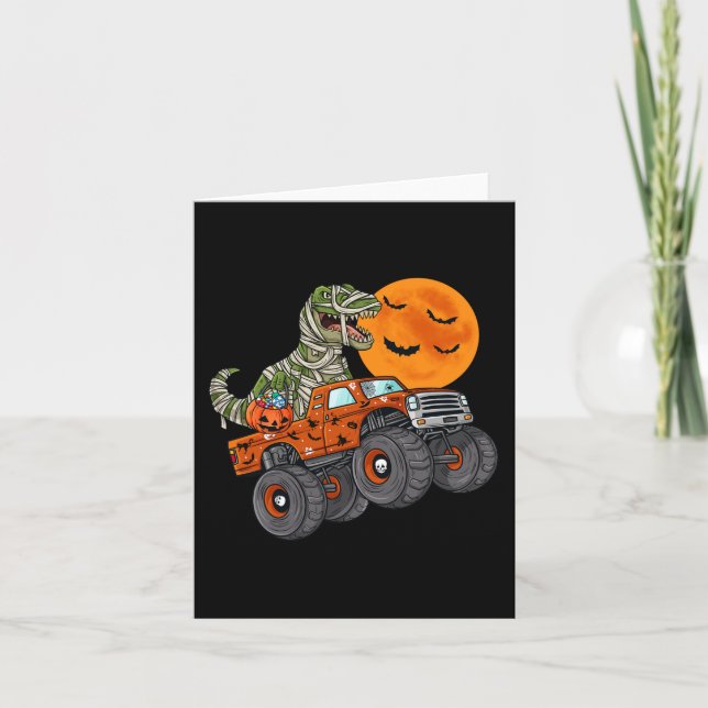 Halloween Mummy T Rex Monster Truck Boys Kids Teen Card (Front)