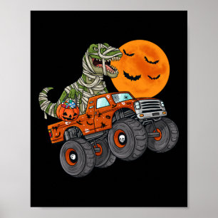 Halloween Mummy T Rex Monster Truck Boys Kids Teen Poster