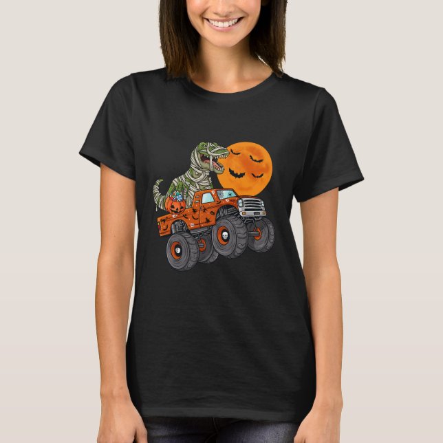 Halloween Mummy T Rex Monster Truck Boys Kids Teen T-Shirt (Front)