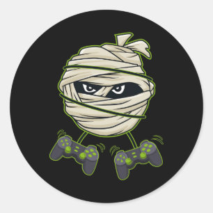 Halloween Mummy Video Gamer Controllers Boys Kids Classic Round Sticker