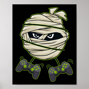 Halloween Mummy Video Gamer Controllers Boys Kids Poster
