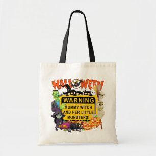 Halloween, Mummy Witch and her Little Monsters Tote Bag