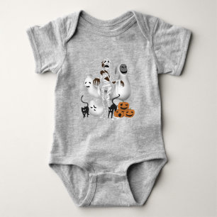 Halloween Mummy with Kitty Cats and Ghost  Baby Bodysuit